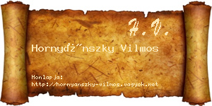 Hornyánszky Vilmos névjegykártya